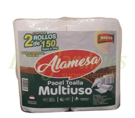 TOALLA DE PAPEL 2 ROLLOS 150 HOJAS CADA UNO