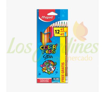 LAPIZ DE COLOR MAPED + LAPIZ+SACAPUNTAS 12U