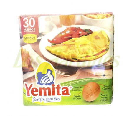 HUEVOS YEMITA TIPO GRANDE ENV. CARTON 30 UN.,..-