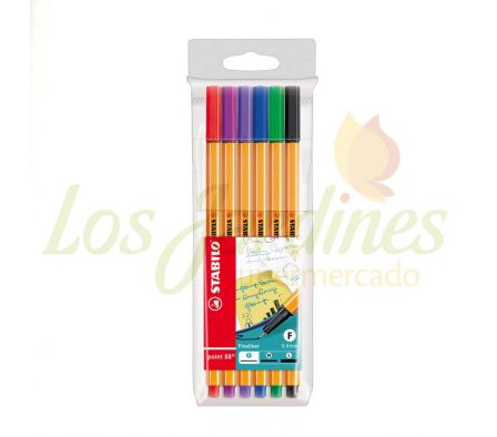 SET BOLIGRAFOS POINT STABILO 88 ESTUCHE 6 UNID