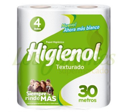 PAPEL HIGIENICO TEXTURADO HIGIENOL 4 UNID