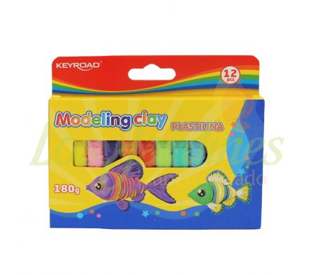 KEYROAD PLASTILINA X12 COLORES BARRAS X15GR.