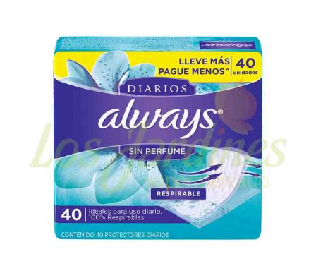 PROTECTOR DIARIO S/PERFUME ALWAYS X 40 UNID.