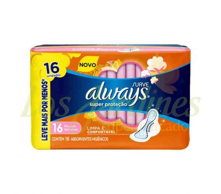 ALWAYS SUPER PROTECCION SUAVE C/ALAS X 16 UNID.