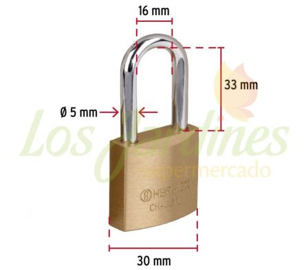 CANDADO DE HIERRO LATON 30MM LARGO