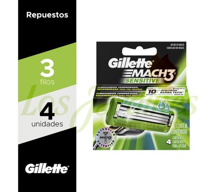 REPUESTO MACH 3 SENSITIVE GILLETTE 4 UNID