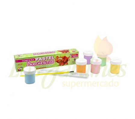 TEMPERA PARCHESITOS 6 COLORES PASTELES X 22CC