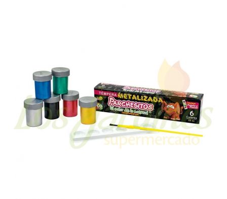 TEMPERA PARCHESITOS 6 COLORES METALIZADOS X 22CC