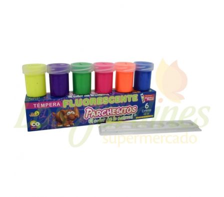 TEMPERA PARCHESITOS 6 COLORES NEON X 22CC