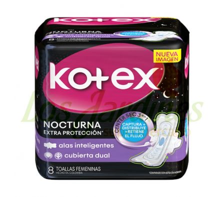 TOALLAS FEMENINAS KOTEX NOCTURNA 8UN