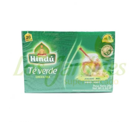 TE VERDE HINDU JENGIBRE Y MIEL 20 SAQUITOS 26G