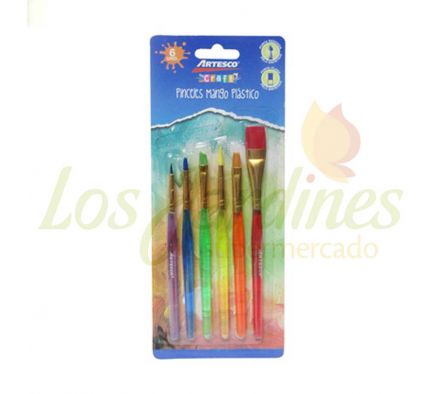 PINCEL ARTESCO NYLON MANGO PLASTICO PAQ.6 UNIDADES