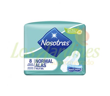 TOALLAS FEM. NOSOTRAS NATURAL ALAS TELA GEL 8UNI