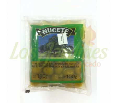 ACEITUNA VERDE RELLENA SACHET NUCETE 100 GRS
