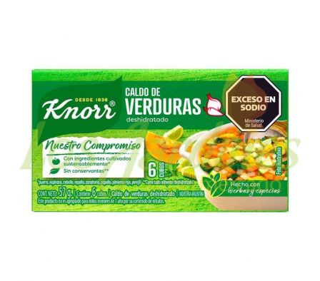 CALDO KNORR VERDURA CON VEGETALES 6 CUBOS