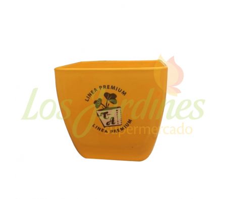 MACETA PREMIUM CUADRADA N°8 AMARILLO REF.7870