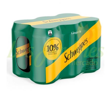 PACK TONICA SCHWEPPES GINGER ALE LATA 310 ML X6