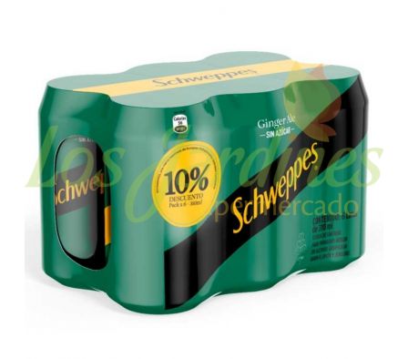 PACK TONICA SCHWEPPES GINGER ALE S/AZ LATA 310MLX