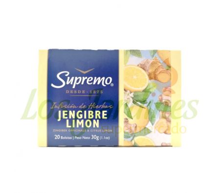 TE SUPREMO JENGIBRE CON LIMON 20 SAQUITOS 30G