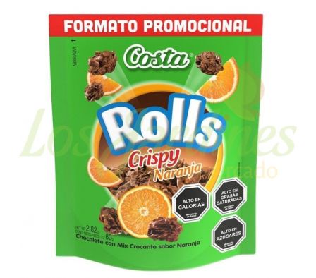CHOCOLATE COSTA ROLLS CRISPY NARANJA 80G