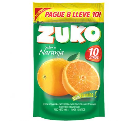 JUGO EN POLVO DE NARANJA ZUKO 100G 10L