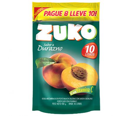 JUGO EN POLVO DE DURAZNO ZUKO 100G 10L