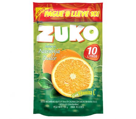 JUGO EN POLVO DE NARANJA DULCE ZUKO 100G 10L