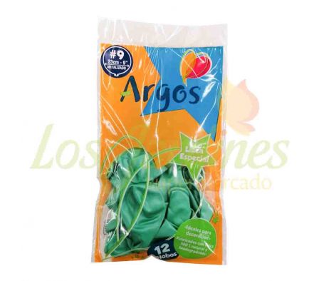 GLOBOS N°9 METALIZADOS VERDE AGUA ARGOS X 12