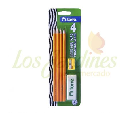 PACK 4 GRAFITOS C/GOMA Y SACAPUNTA TORRE