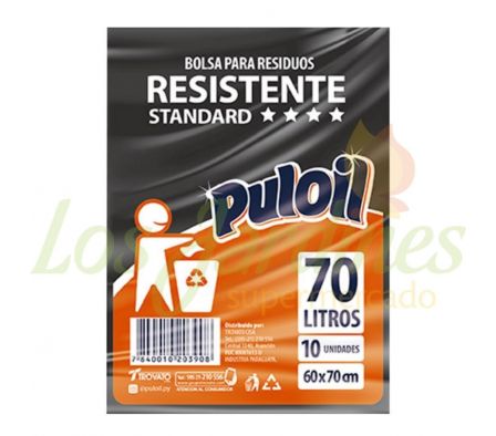 BOLSA PARA BASURA PULOIL STANDART NEGRO 70L 10U
