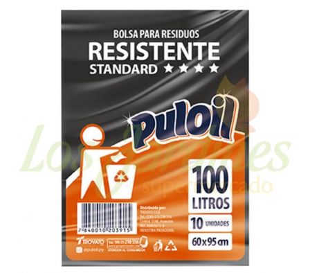 BOLSA PARA BASURA STANDART NEGRO 100L 10U