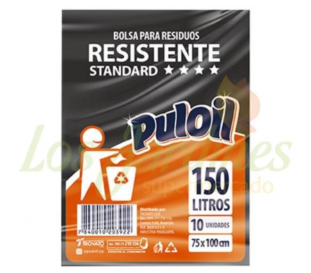 BOLSA PARA BASURA PULOIL STANDART NEGRO 150L 10U