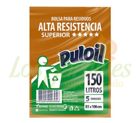 BOLSA PARA BASURA PULOIL ALTA RESISTENCIA 150L 5U