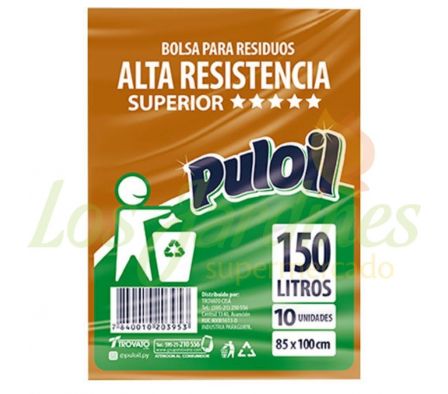 BOLSA PARA BASURA PULOIL ALTA RESISTENCIA 150L 10