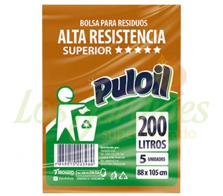 BOLSA PARA BASURA PULOIL ALTA RESISTENCIA 200L 5U