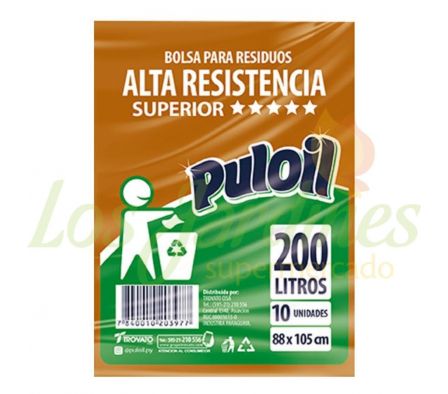 BOLSA PARA BASURA PULOIL ALTA RESISTENCIA 200L 10