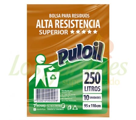 BOLSA PARA BASURA PULOIL ALTA RESISTENCIA 250L 10