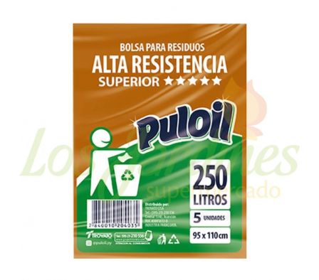 BOLSA PARA BASURA PULOIL ALTA RESISTENCIA 250L 5U