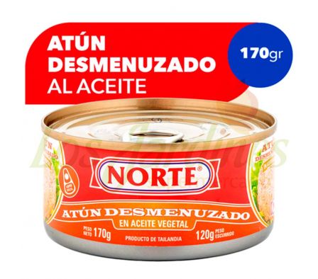 ATUN DESMENUZADO E/ACEITE NORTE 170 GRS--
