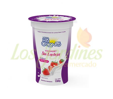 YOGHURT SIN LACTOSA FRUTILLA LOS COLONOS 190 GR