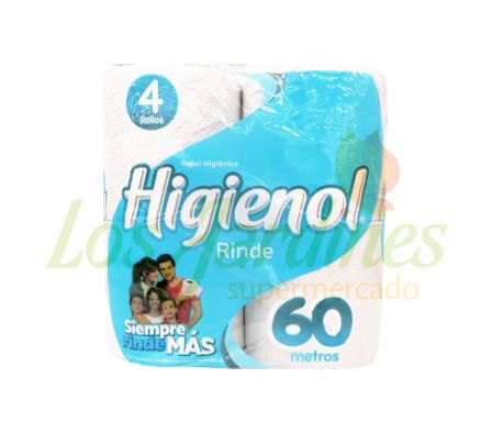 PAPEL HIGIENICO HIGIENOL RINDE 60M 4UN