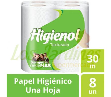 PAPEL HIGIENICO HIGIENOL TEXTURADO 30M 8UN