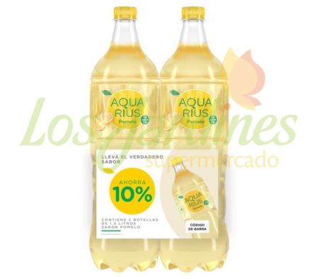 PACK X 2 AGUA AQUARIUS POMELO 1,5 LTS