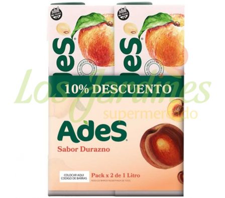 PACK X 2 JUGO ADES DURAZNO 1 LT--