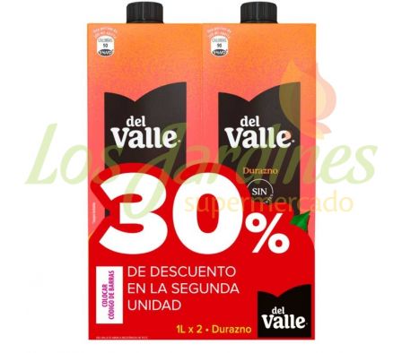 PACK JUGO DEL VALLE DURAZNO 2UN 1L