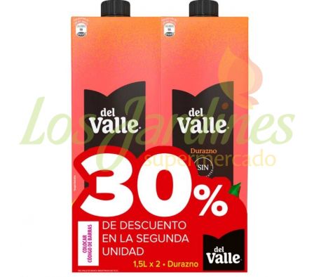 PACK JUGO DEL VALLE DURAZNO 2UN 1,5L