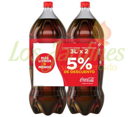 PACK COCA COLA REDUCIDO EN AZUCARES 3L x 2UN