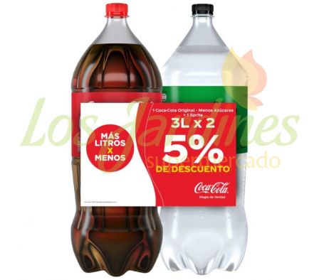 PACK COCA COLA REDUCIDO EN AZUCARES 3L + SPRITE 3