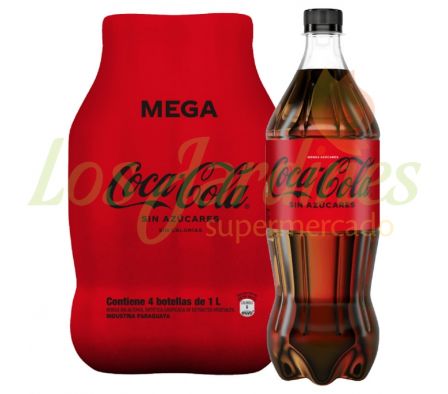 PACK COCA COLA SIN AZUCAR 1L x 4U