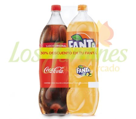 PACK COCA COLA 2L + FANTA PIÑA 2L